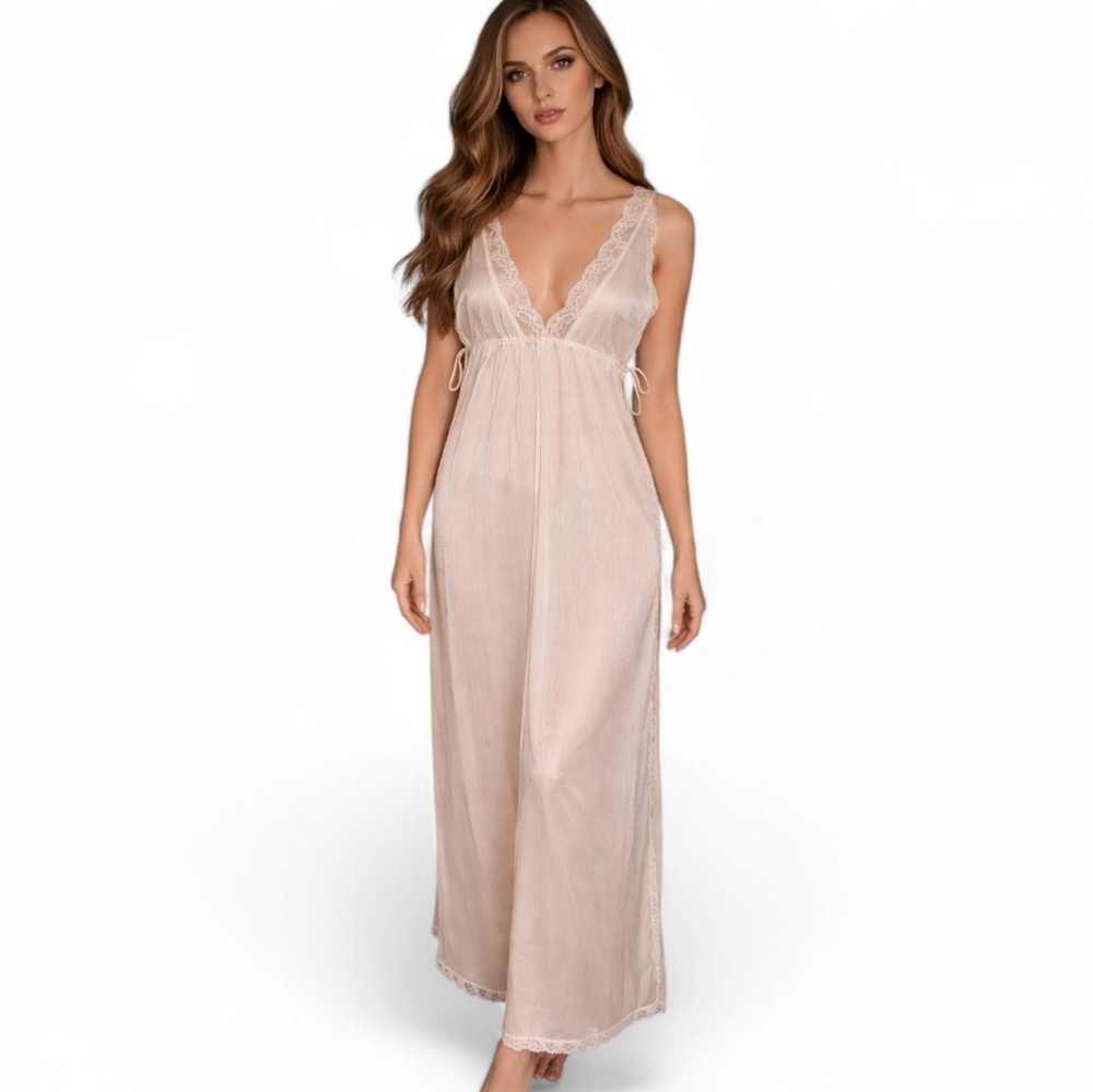 Vintage Tom Bezduda for Baradgco Lace Slip Dress Union Made USA.Champagne. S